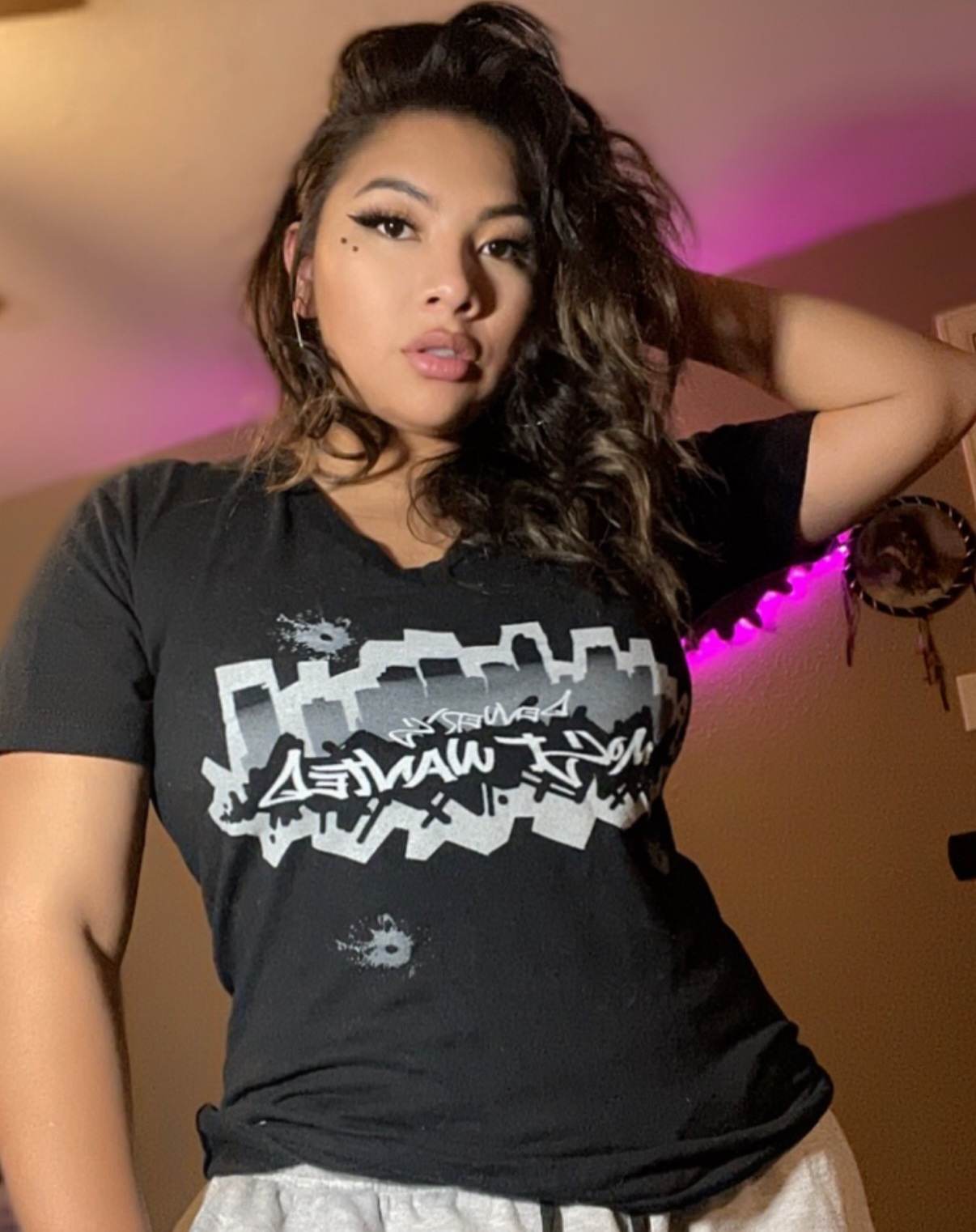 Black DMW shirts Ladies V Neck